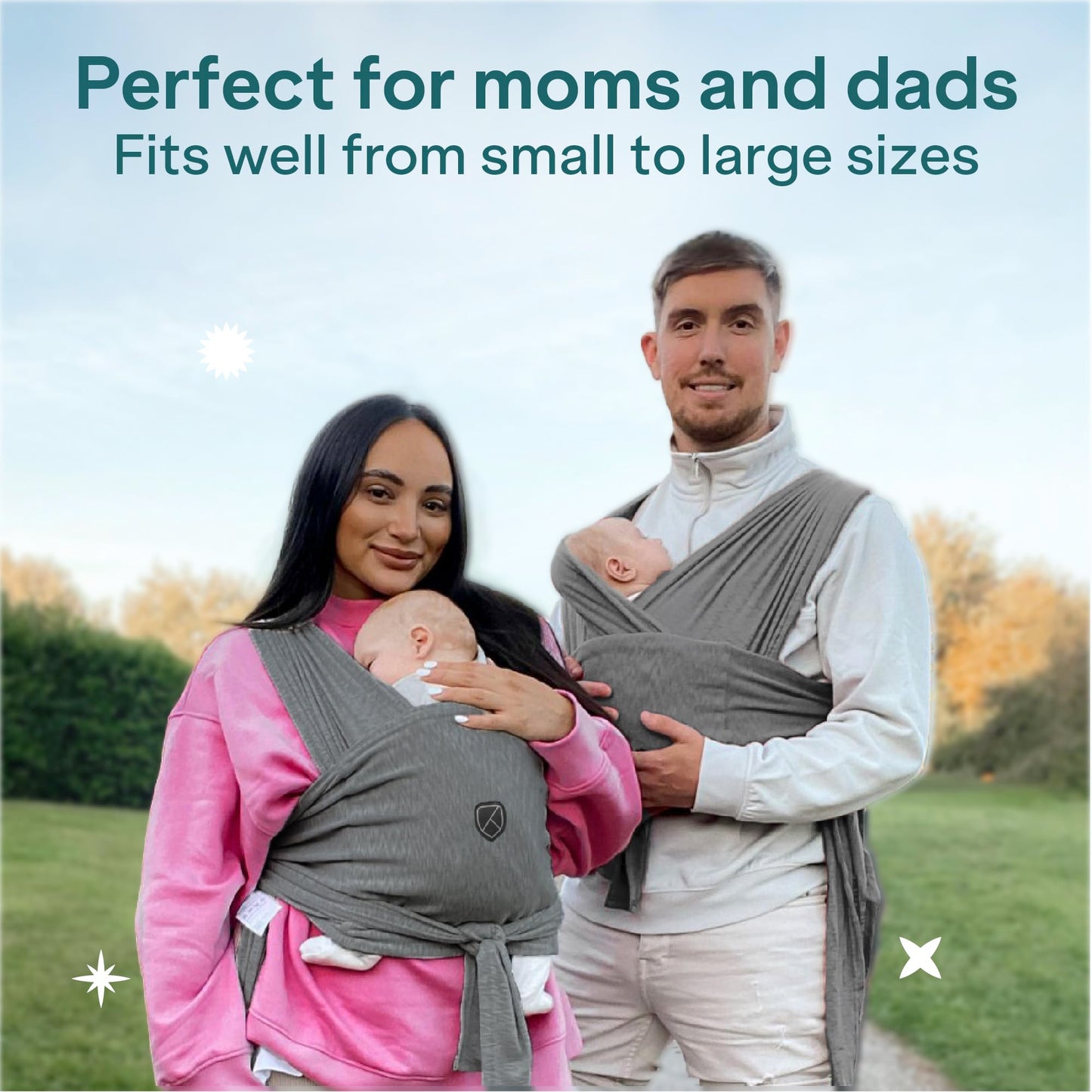 Koala Babycare Baby Sling Easy to Wear - Certified Ergonomic Support - Multi-Purpose Stretchy Baby Carrier Suitable up to 9 kg - Baby Wrap Carrier for Newborn - Anthracite - Registered Design