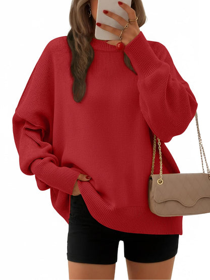 EFAN Women's Oversized Sweaters 2025 Fall Crewneck Batwing Sleeve Pullover Sweaters