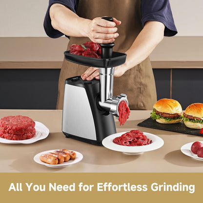 AAOBOSI Meat Grinder, 4-In-1 Meat Grinder Electric [2800W Max] with 3 Slice, Shred Blades,2 Blades,3 Plates,Sausage Stuffer,Kubbe Kit, for Home Kitchen Use, Stainless Steel