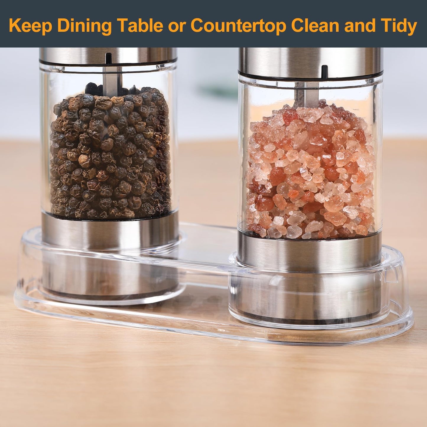 Salt and Pepper Grinder Mill Tray Clear Acrylic Transparent, Inner Dia 2.09 Inch, Fit Many Mills Shakers, Salt & Pepper Grinder Accessories, Kitchen Storage Holder (Clear)