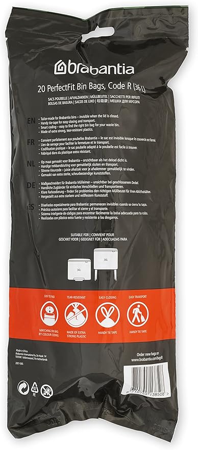 Brabantia PerfectFit Trash Bags Thick Plastic Trash Can Liners