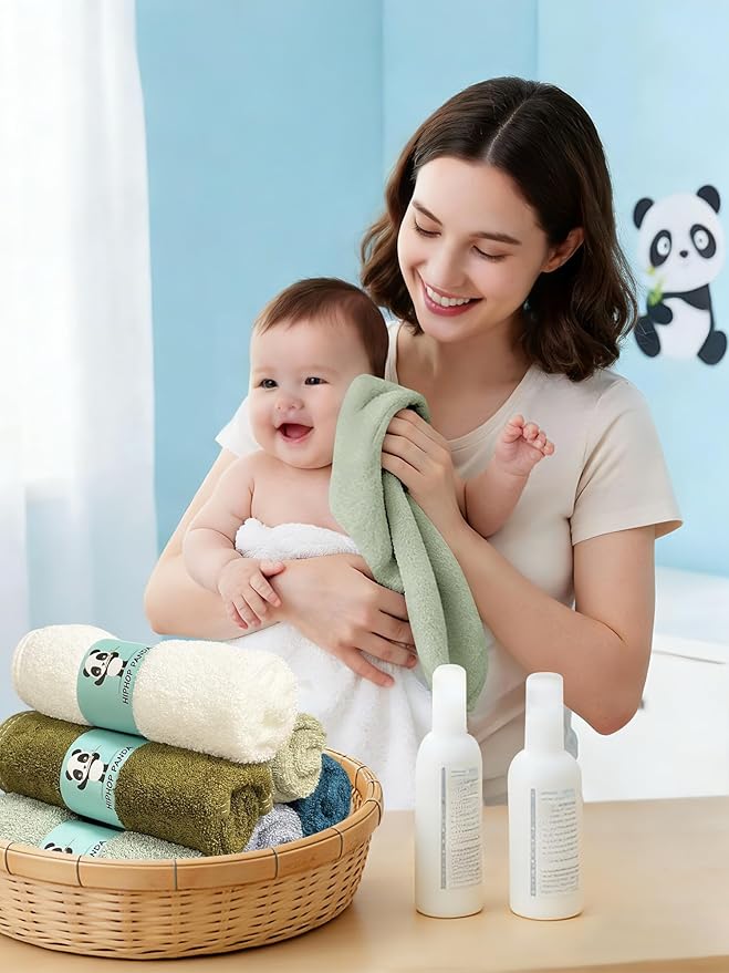 HIPHOP PANDA Baby Washcloths, Rayon Made from Bamboo