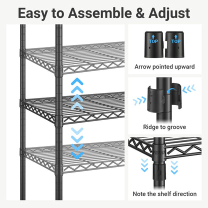 VIPEK L4 Clothes Rack L Shaped Garment Rack for Corner, 810lbs Heavy Duty Portable Closet Metal Clothing Rack, Adjustable Shelving/Sturdy Hanging Rods/Side Hooks, Black