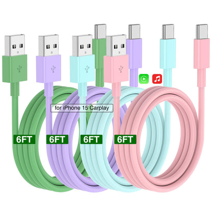 Car Carplay Cable for iPhone 17 16 15 Charger Cord,3/3/6/6FT USB A to USB C Cable for iPhone 17 Pro Max/16 Pro/15 Plus Charger,USB C Car Charger for Apple 17 Air/16 Pro Max/16e/15/iPad Pro