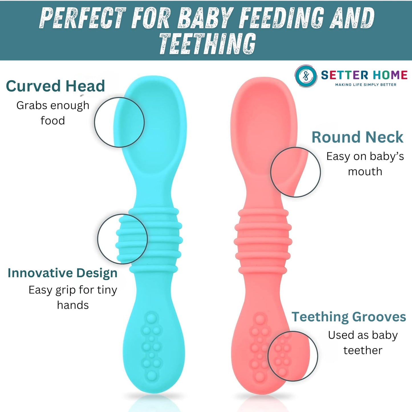 Soft Silicone Baby Spoons, Baby Spoon self Feeding Set for Babies 6-12 Months - Infant Feeding Spoons for Boys & Girls, Safty Tested Spoons, Baby Feeding Essentials, BPA Free, Great Gift