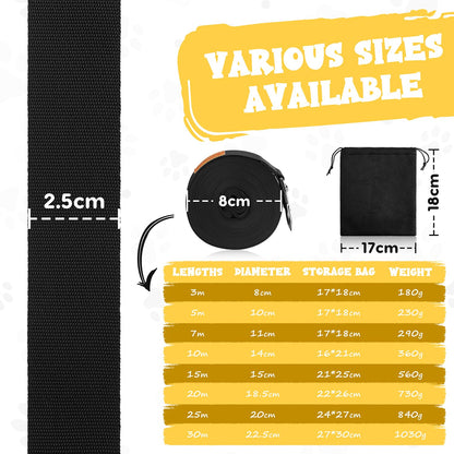 Looxmeer Training Leads for Dogs, 10m/33ft Nylon Long Line Dog Lead for Large Medium Small Dogs, Recall Obedience Dog Training Lead, Padded Handle & Storage Bag, Pet Leash for Tracking Camping Walking