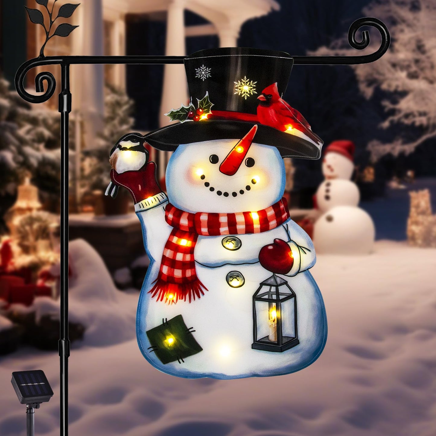 Lighted Christmas Garden Flag12x18, 8 Modes Double Sided Solar Christmas Decorations Outdoor LED Navidad Flag, Yard Decorations for Xmas Patio Lawn Porch