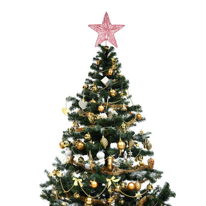 Amosfun Christmas Tree Topper 10 Inch Pink Glitter Star with Metal Hollow Design Wire Star Treetop for Holiday Christmas Home Decoration