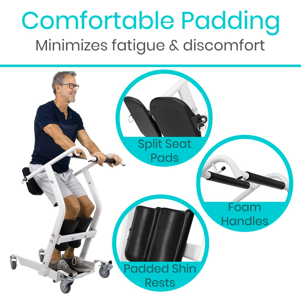 Vive Mobility Sit to Stand Patient Lift for Handicapped - Stand Assist Lift Aid for Home Care Use - Elderly Lift Assist Transfer Device - Transport Chair Stand Assist for Seniors, Adults & Disabled