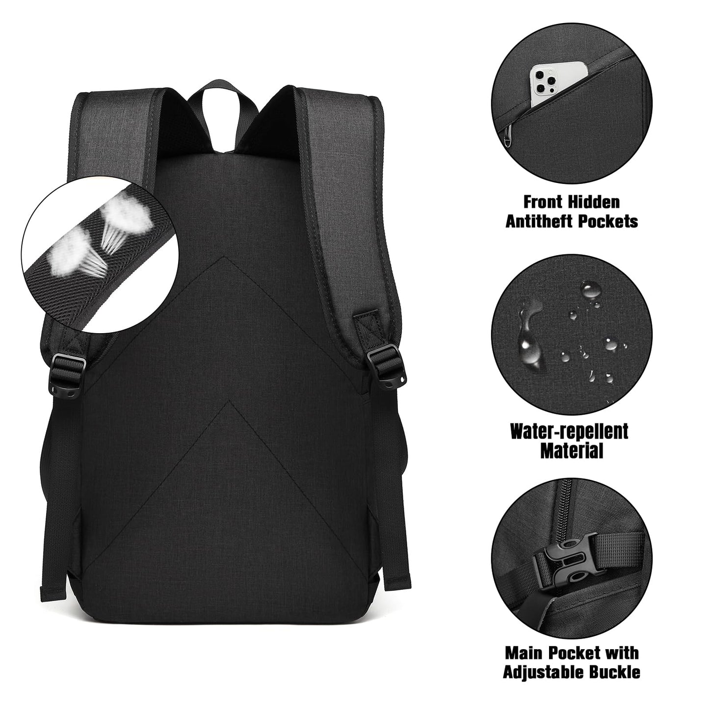 Kono Laptop Backpack, Anti Theft Rucksack for Men Women Travel Work 15.6 Inch Laptop Bag with USB Charging Port Lightweight School Bag for Girls Boys