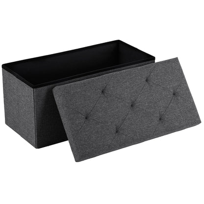 DUMOS 30in Storage Ottoman Bench, Storage Chest, End of Bed Foot Rest Stool with Padded Seat, Bedroom Bench for Living Room, Bedroom, Support 660lbs, Grey