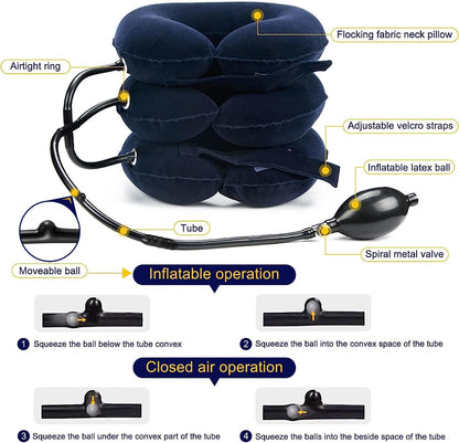 Neck Stretcher, Cervical Traction Device, Neck Traction Device for Neck Pain Relief, Adjustable Inflatable Neck Stretcher Cervical Traction and Neck Brace, Neck Decompression Home Use (Blue)