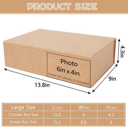 RayofSun Brown Gift Boxes with Magnetic Lids for Presents,13.7x9x4.3 inch Large Rectangle Collapsible Decorative Boxes, Bridesmaid Groomsman Proposal Box for Wedding,Christmas,Birthday(1PC)