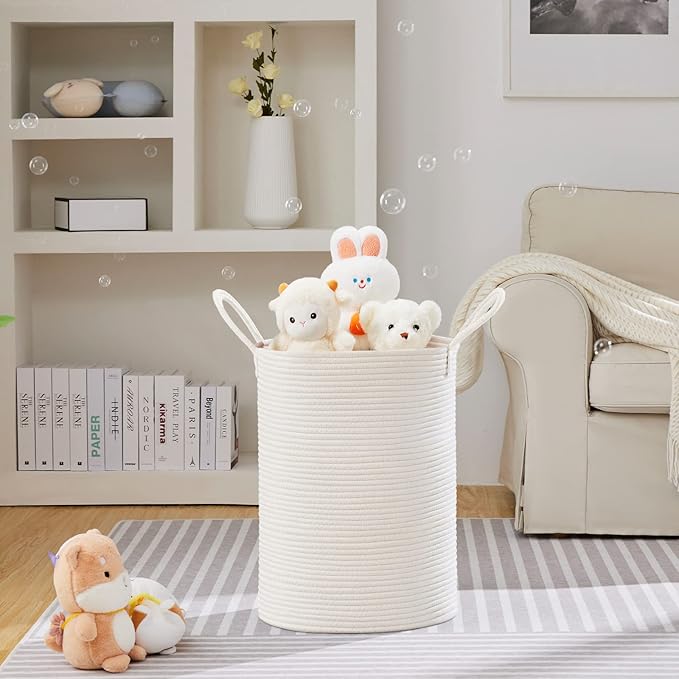 VIPOSCO Large Laundry Hamper, Tall Woven Rope Storage Basket