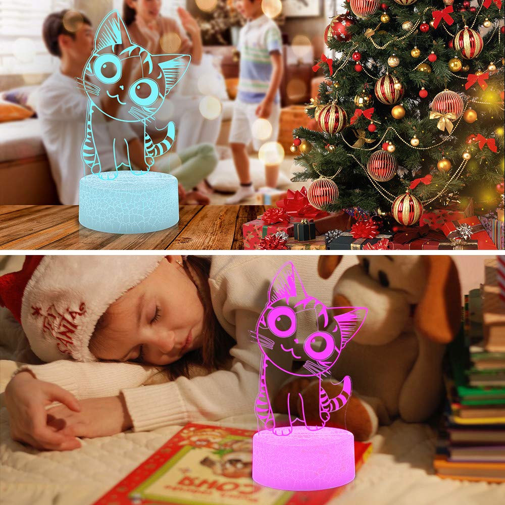 i-CHONY Cat Night Light, 3D Optical Illusion Lamp, 16 Colors
