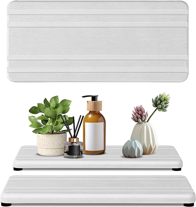 2PCS Water Absorbing Stone Tray, Quick Drying Stone Sink Tray, Water Absorbent