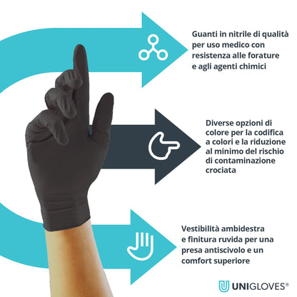 Marigold GLOVES KITCHEN MEDIUM MEDIUM | 6 PACK BUNDLE,Yellow & Unigloves Black Pearl Nitrile Examination Gloves - Multipurpose