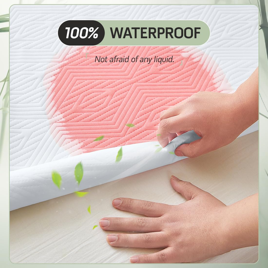 Premium Jacquard 100% Waterproof Full Mattress Protector, Noiseless, Anti - Slip, Breathable Bed Cover, Rayon from Bambo, Quilted, Mattress Pad Sheet, Deep Pocket 8"-21"