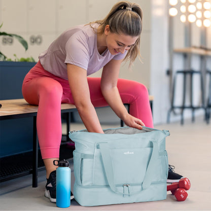 ETRONIK Gym Bag for Women, Personal Item Travel Bag with Shoes Compartment, Weekender Overnight Duffel Bag with Wet Pocket, Carry On Bag for Women, Travel, Gym, Weekend