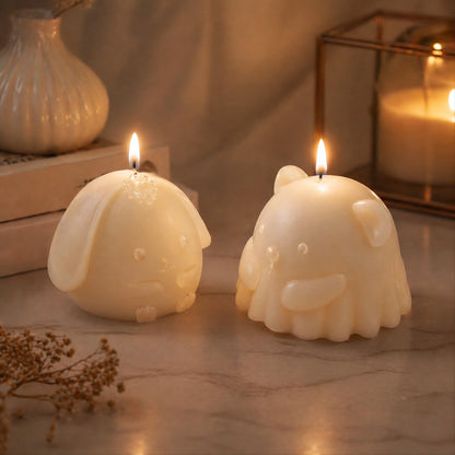 Set of 2 Cartoon Bear Bunny Candle Molds, 2 Silicone Rabbit and Bear Animal Candle Molds for Party Chocolate, Suitable fit for Resin DIY