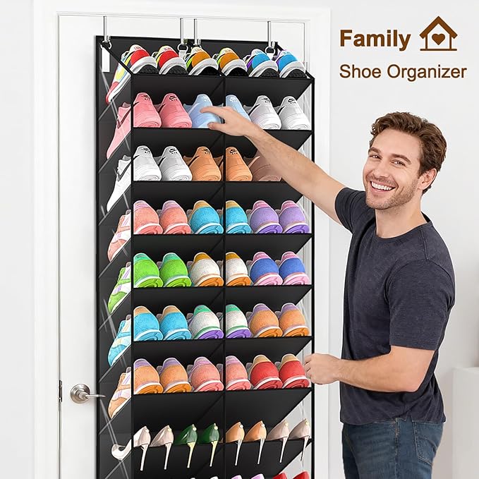 20-30 Pairs Over the Door Shoe Organizer, 10-Tier Door Shoes Rack, Handing