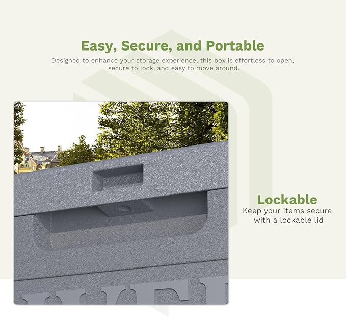 Patiowell 48-Gallon Resin Package Delivery Box for Outside, Waterproof Storage Deck Box with Lockable Secure (Grey)