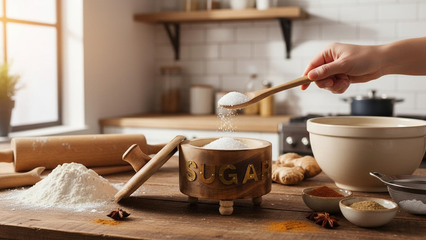 Decorative Rustic Wooden Sugar Bowl With Lid Wide Mouth Candy Treat Jar Spice Jar Holder Condiment Nuts Serving Bowl Pot Salt Spice Herb Loose Leaf Tea Storage Container Novelty Home & Kitchen
