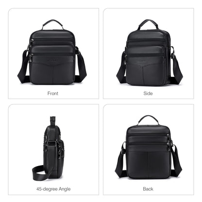 SPAHER Shoulder Bag Men Leather Handbag Business Messenger Backpack Crossbody Casual Tote Sling Travel Bag Document Bag with Top-Handle and Adjustable Strap Large Size