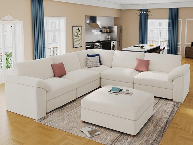 EASE MOOSE Sectional Modular Sofa, Luxury FSC Certified Chenille Comfty Deep