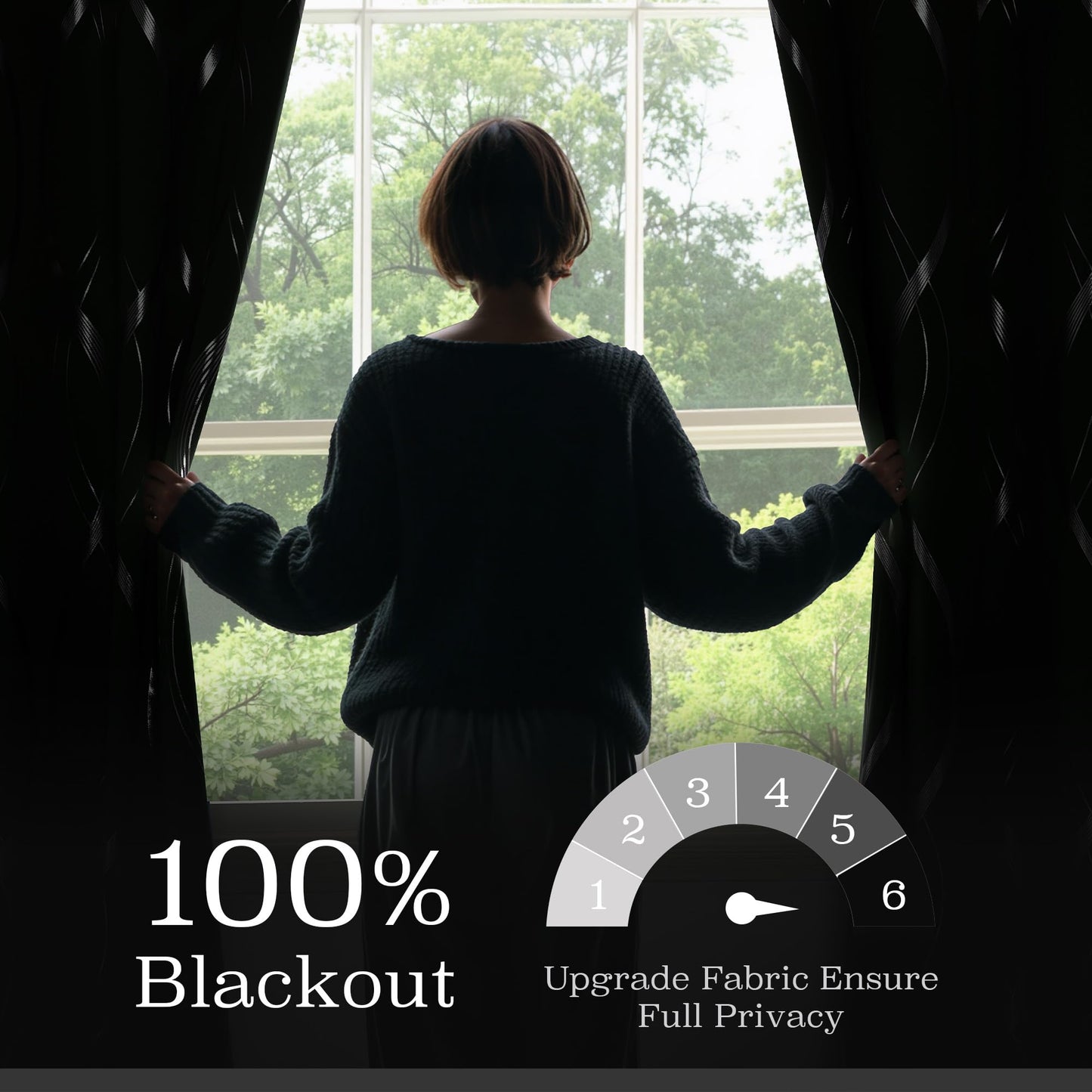 NICETOWN 100% Blackout Curtains 84 inch Length 2 Panels Set, Dark Mallard, 52" x 84", Noise Reducing Thermal Insulated Wave Line Foil Print Design Blackout Curtains for Hall Closet Villa Door