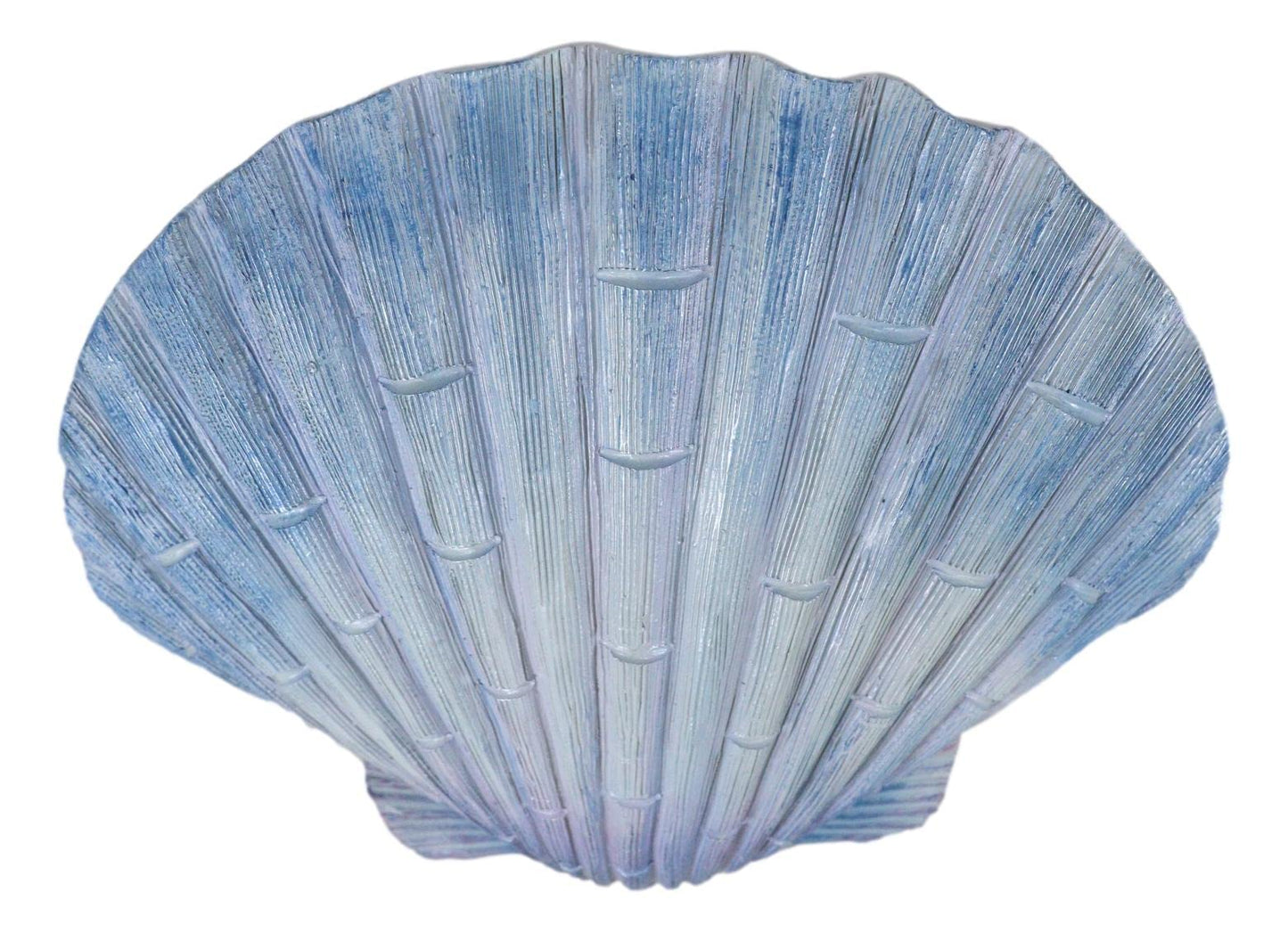 Ebros Gift Nautical Ocean Marine Life Aqua Blue Scallop Shell Seashell Exotic Shabby Chic Wall Decor Figurine 8.25" L Decorative Sculpture Vacation Beach Sea Home Prop Accent