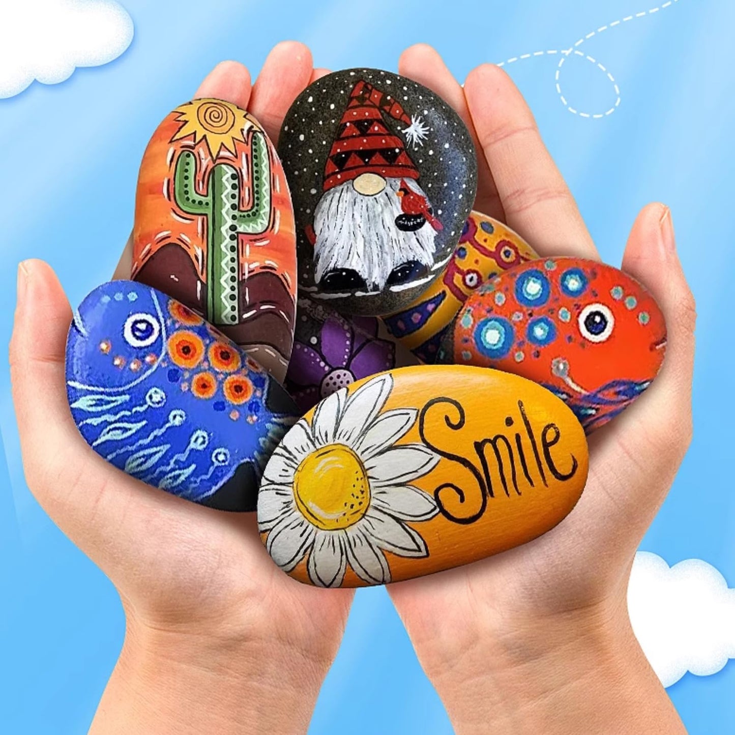 YISZM Large Rocks for Painting, 20PCS River Rocks for Painting, 3-4 Inches Flat Smooth Painting Stones for DIY Arts & Crafting