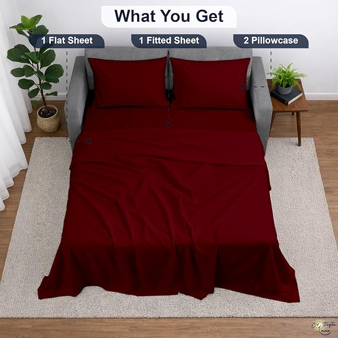 Cottington Lane Sleeper Sofa Sheets Full Size, 4 Piece Premium Quality 100%