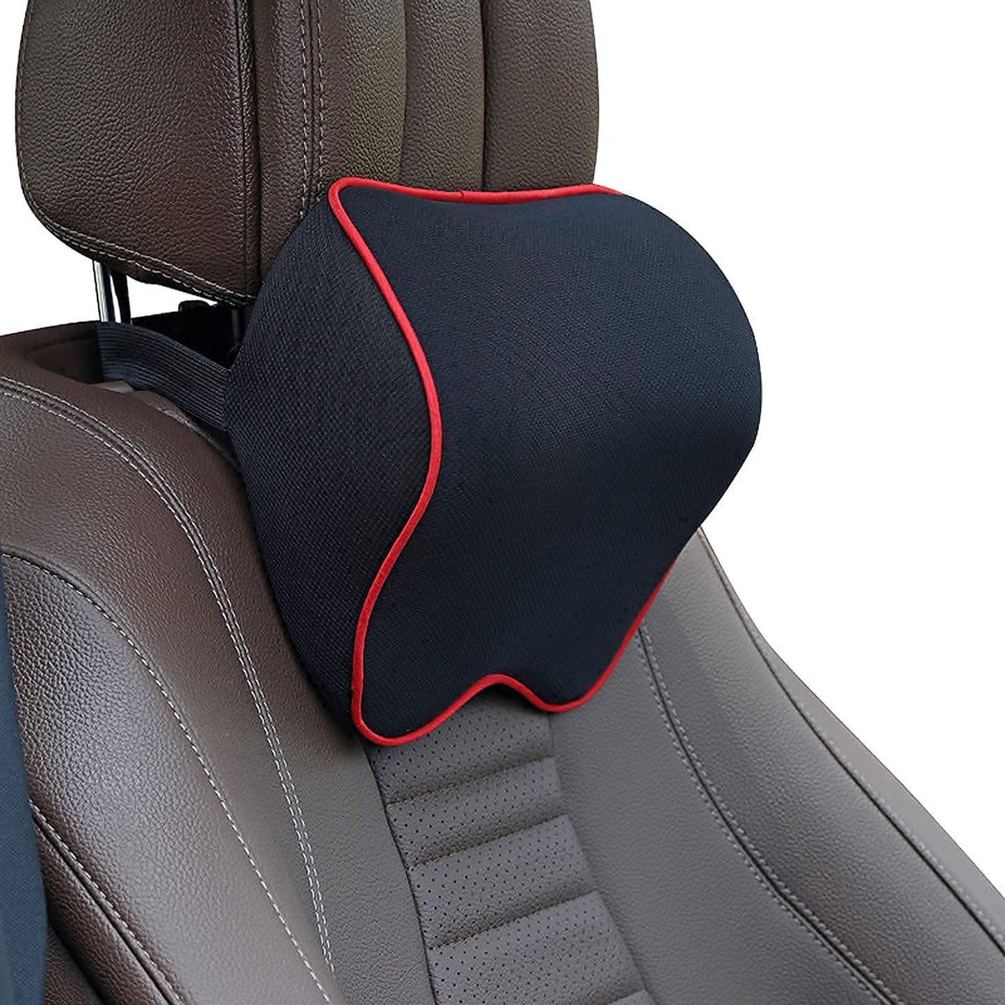 Crofy 2-Pack Car Neck Pillow, Softness Car Headrest Pillow for Driving with Adjustable Strap, 100% Memory Foam and Breathable Removable Cover, Comfortable Ergonomic Design, 4.7 Inches Thick