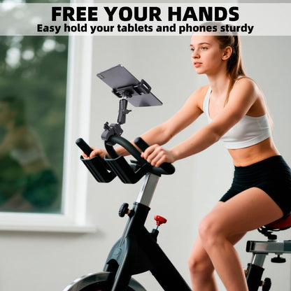 FPN Spin Bike Tablet Holder for iPad, Phone Holder Stand Exercise Bike Handlebar Mount for Treadmill Stationary Bicycle Elliptical Spin Bike Stroller Mic Stand, Compatible with iPad, iPhone (4.7-13")