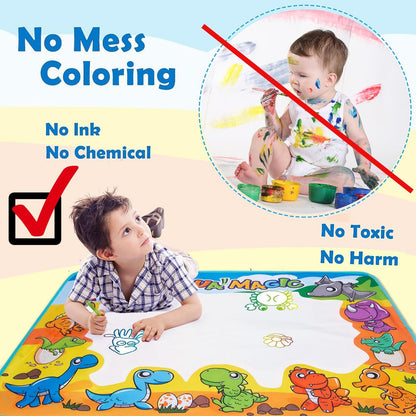 2025 Trending 1-4 Year Old Toddlers Painting Toy Water Doodle Mat for Girls and Boys Dinosaur Coloring Pad for Kids Age 1 2 3 4 Magic Drawing Board Educational Christmas Birthday Gifts for Education