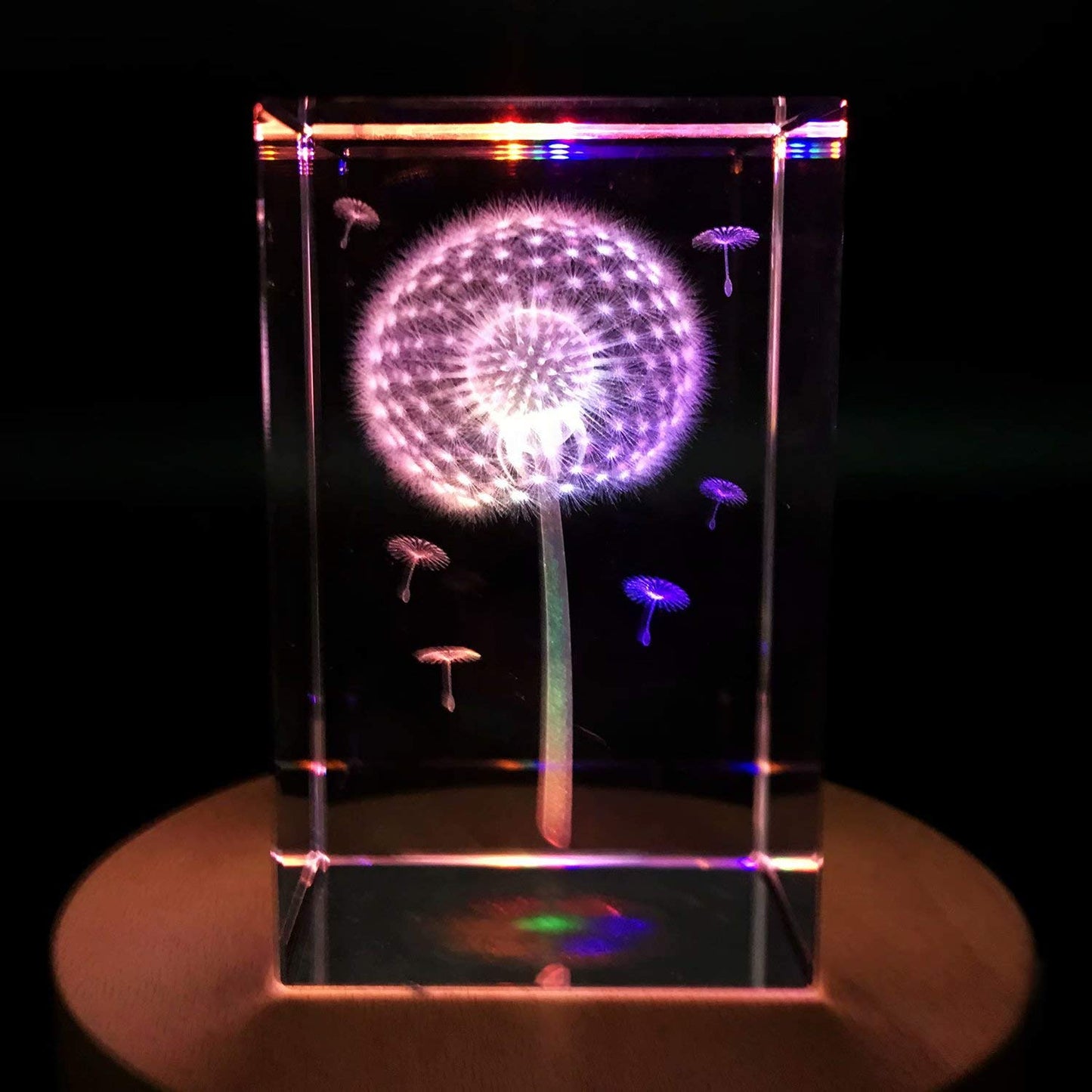 XINDAM 3D Dandelion Paperweight(Laser Etched) in Crystal Glass Cube Gift for Graduation Christmas Birthday Valentine's Day 3x2x2 Inch