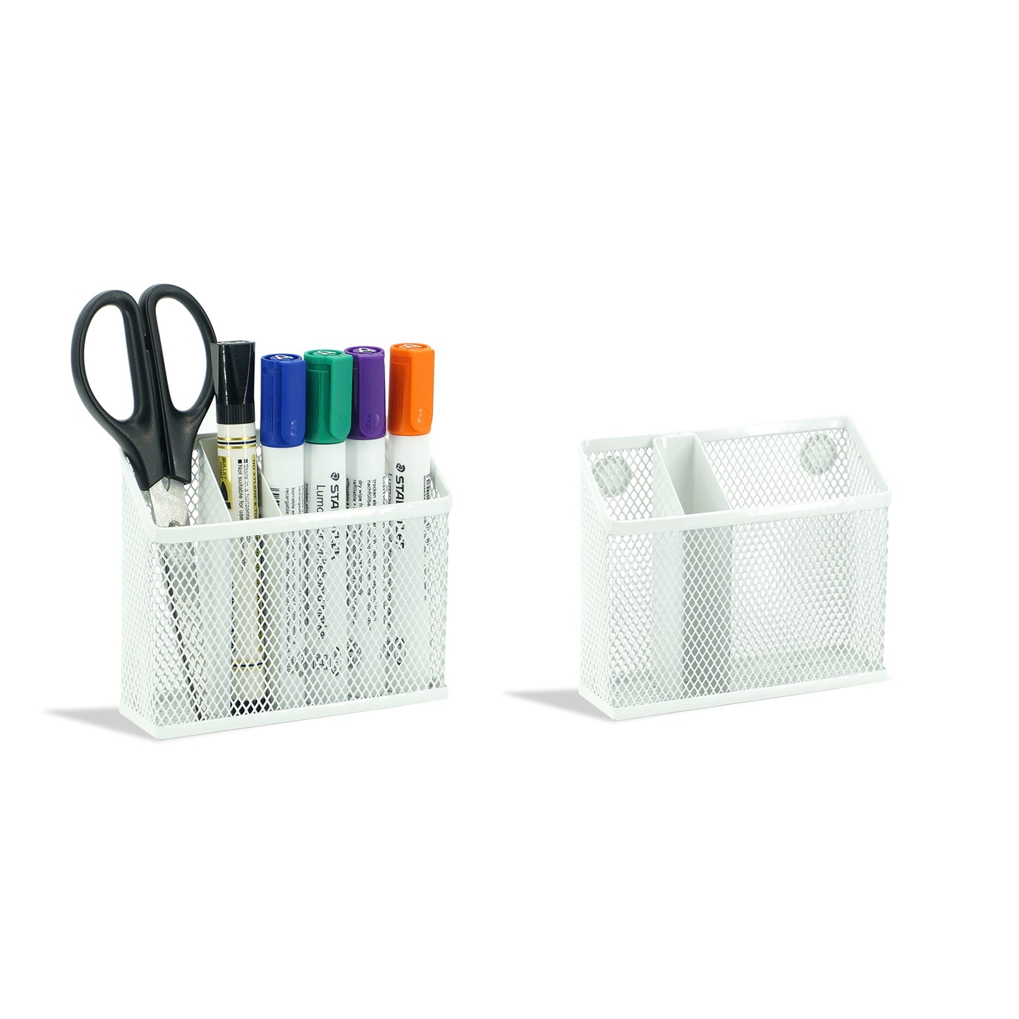 Neudeco Locker Organizer Kit, 4-Piece Set with Foldable Mesh Locker Shelf and Magnetic Pen Holders, Stackable Storage for School, Work & Gym Lockers, White