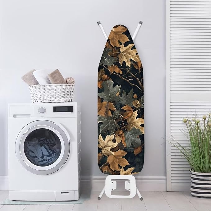 Leaves Ironing Board Cover, Full Scorch Resistant Padding, Elastic Edges