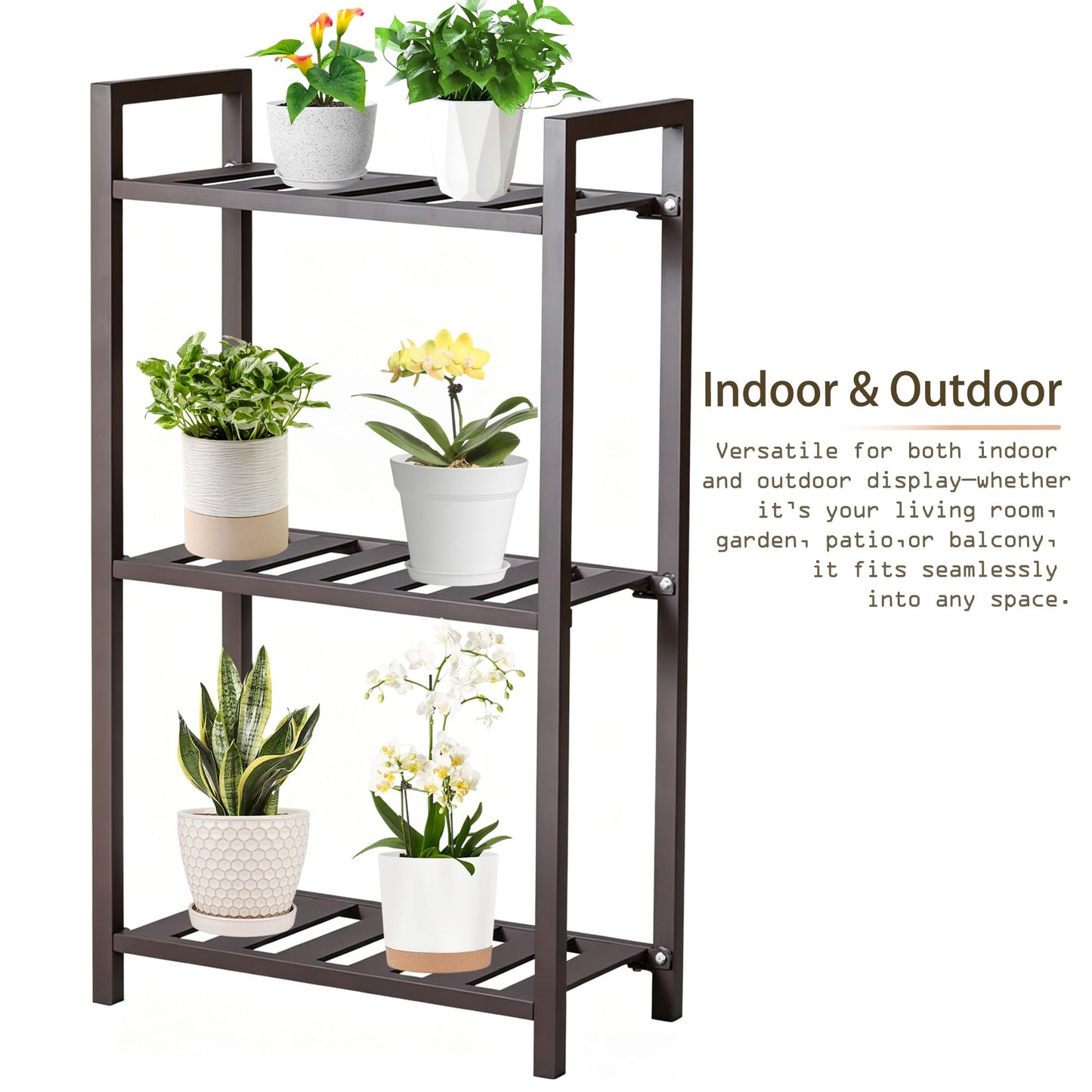 DHYGOTFUR 3-Tier Aluminum Plant Stand, Lightweight Heavy-Duty Plant Shelf, Waterproof Rustproof Multi-Use Storage Rack for Indoor Outdoor, Patio Garden Balcony Bathroom Organizer