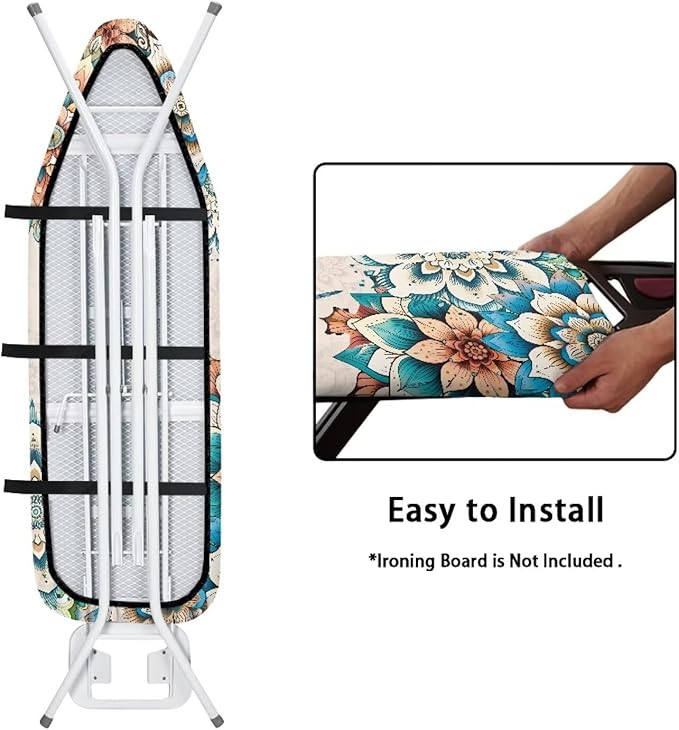 Boho Floral Dragonfly Ironing Board Cover 15x54 Inches, Standard Size Ironing