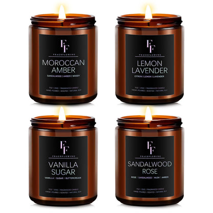 Scented Candles for Home Scented Aromatherapy Candles, 4 Pack 28 Oz Soy Wax Candle Gift Set Valentine's Day Gift for Women Men (Lavender/Vanilla//Sandalwood Rose/Moroccan Amber)