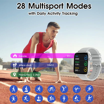 Smart Watch for iPhone/Android Phones (Answer/Make Calls) - 1.9" HD Screen Fitness Tracker : Heart Rate/Sleep Monitor/Pedometer/Calories, Multiple Sports Modes, Waterproof SmartWatch for Men Women