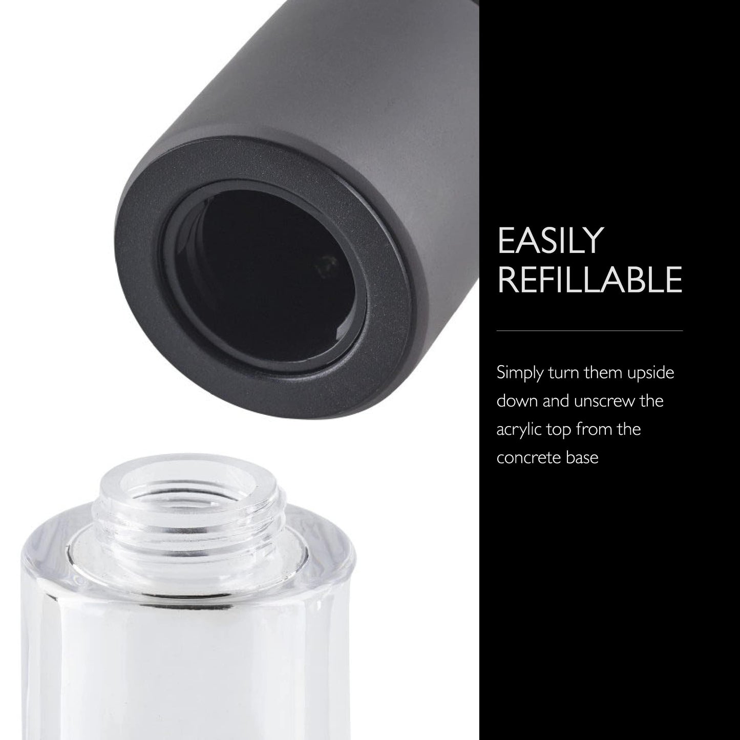 Cole & Mason Regent Concrete Stemless Salt & Pepper Mill Gift Set - Refillable Salt & Pepper Grinder Set with Carbon Steel Precision Mechanisms - Hand Wash Kitchen Tools & Gadgets - Grey