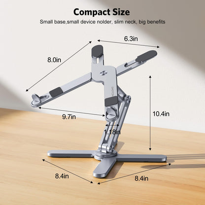 OMOTON 360° Rotating Laptop Stand Riser for Desk, Ergonomic Foldable Computer Stand Adjustable Height Angles for Collaborative Work, Easy Storage Fit Macbooks,All Laptops up to 16 inches, Silver