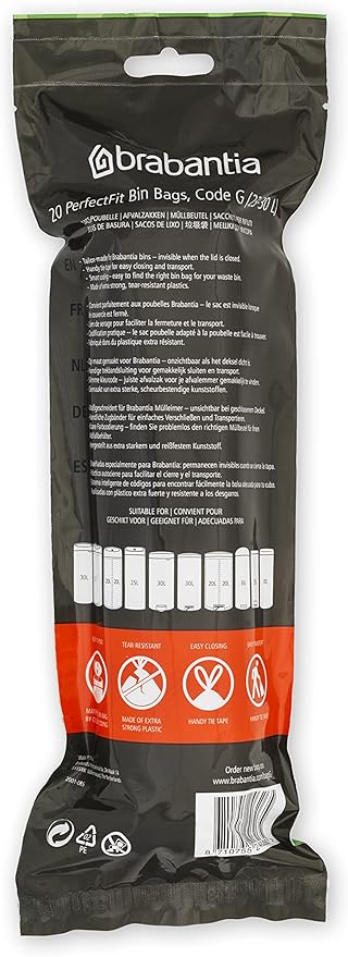 Brabantia PerfectFit Trash Bags Thick Plastic Trash Can Liners