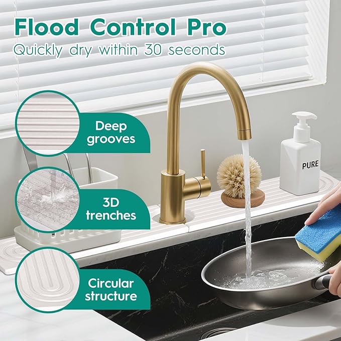 24 Inch Stone Faucet Mat for Kitchen Sink, Kitchen Sink Splash Guard-Water
