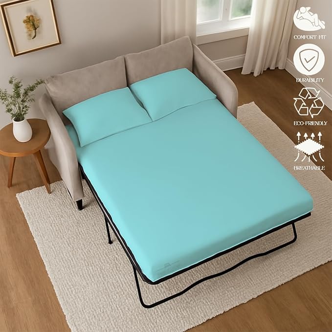 Sleeper Sofa Bed Sheet, 100% Cotton 400 Thread Count, 4 Piece Set, Deep Pocket