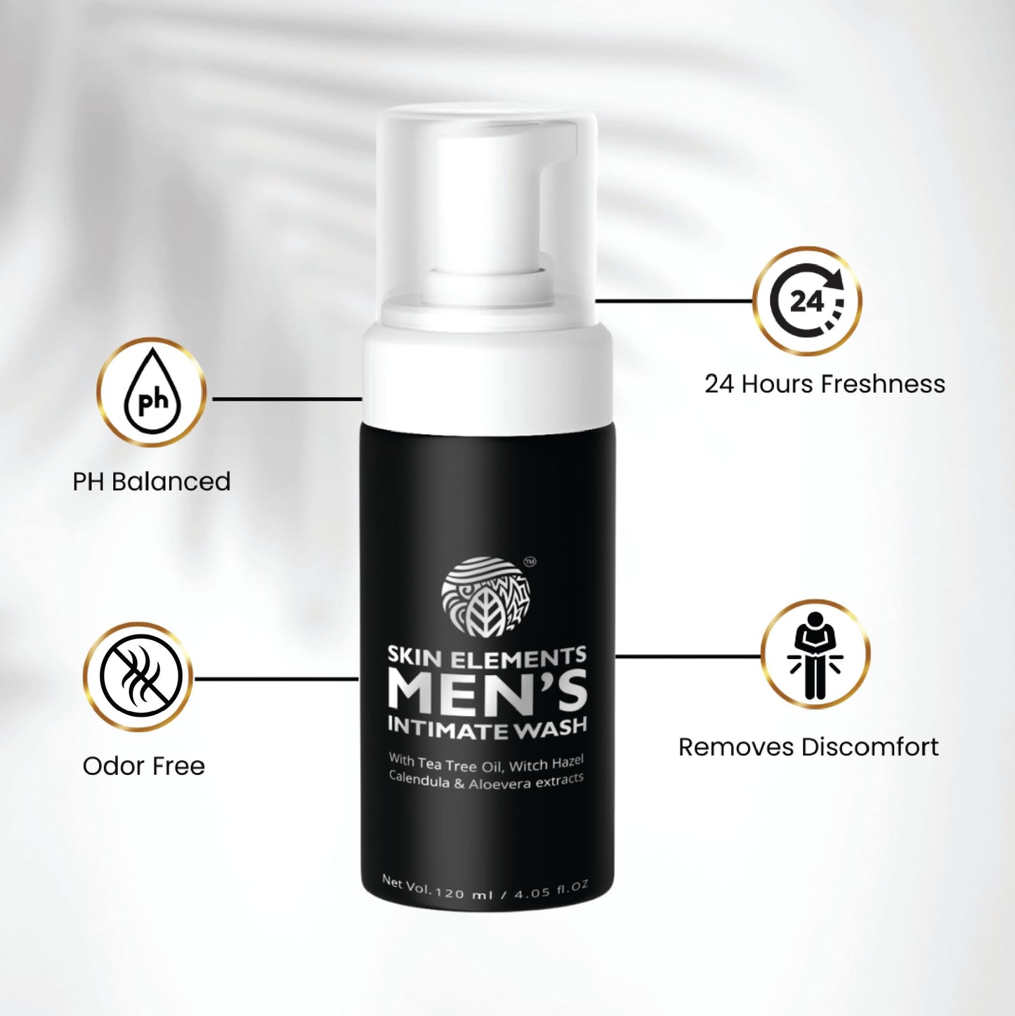 Skin Elements Men's Intimate Wash JUMBO Pack | with Refill | For 180 Days | 14.2 fl. oz | pH Balanced Hygiene Foaming Wash | Controls Bad Odor | with Tea Tree Oil | Super Saver Pack |