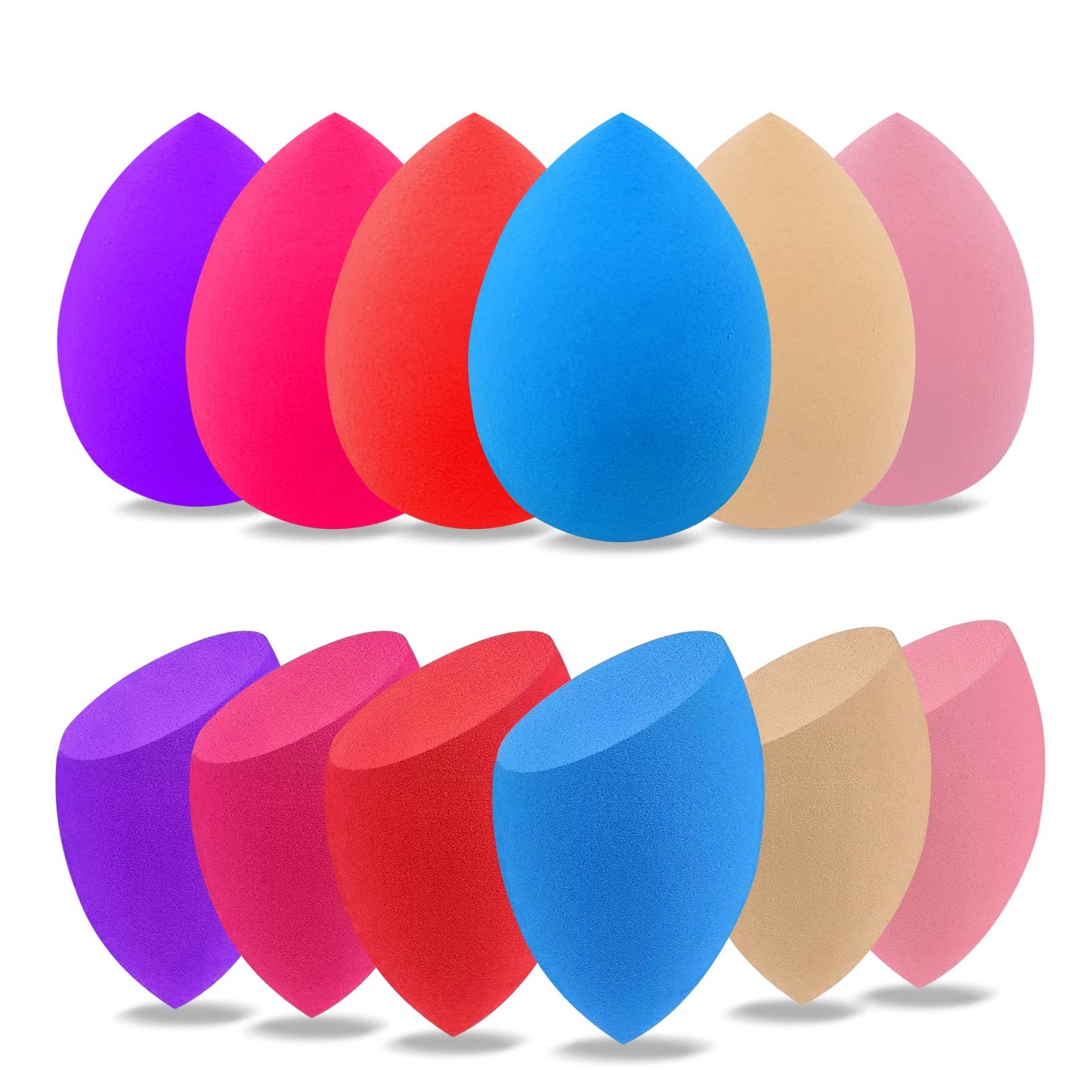 12 Pcs Black Makeup Sponges for Foundation Bulk Latex-Free Reusable big Beauty Sponge Blender Cosmetic Applicator For Powder Cream and Liquid Makeup Tools Set